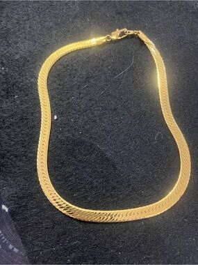 Gold Herringbone Chain Necklace - Women Jewelry. 2 can be worn by either